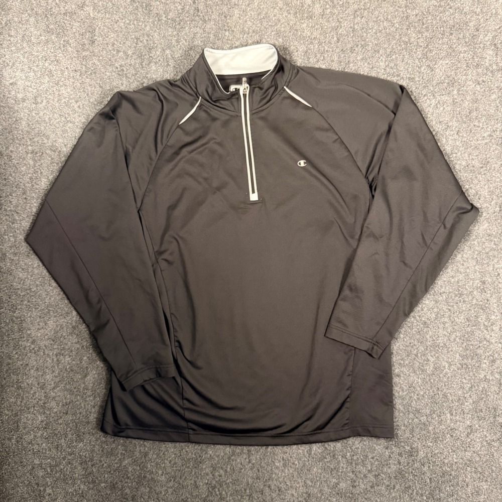 Champion Mens XL Black 1/4 Zip Pullover Athletic Performance Shirt